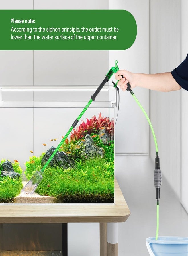 آقا طقم تنظيف حوض السمك AQQA Aquarium Siphon Gravel Vacuum، جهاز تغيير الماء على شكل كرة إجهاد، قابل للتمديد والتثبيت على حوض السمك، تغيير الماء يدويًا وغسل الرمل - Image 4